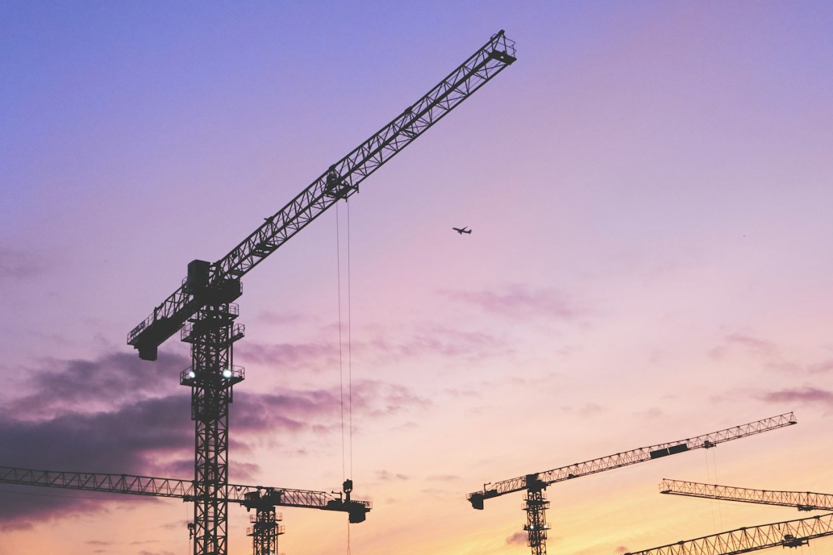 Industrial Construction at Sunset